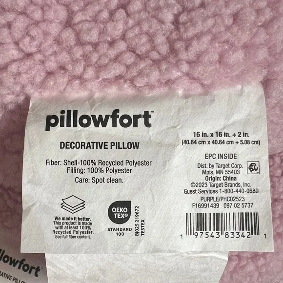 Pillowfort Pink Bouclé Round Decorative Throw Pillows Set of 2 Faux Shearling - Picture 3 of 3